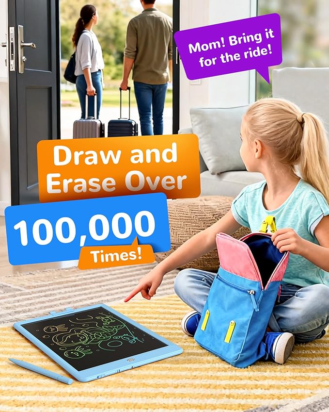 KOKODI LCD Writing Tablet, Gifts for 3 Years Old Boys and Girls，10 Inch Colorful Doodle Board Drawing Tablet, Erasable Reusable Electronic Drawing Pads, Educational and Learning Toys for Kids