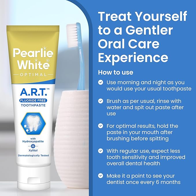 Pearlie White Active Remineralization Fluoride Free Toothpaste - 3.8oz/110gm - Hydroxyapatite Toothpaste for Tooth Enamel Repair - Contains Xylitol - Helps Remove Stains - 1 Pack