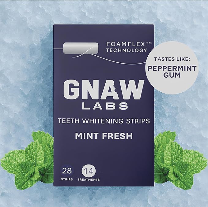 Teeth Whitening Strips for Men – Mint Fresh | 14 Treatments | Enamel Safe Hydrogen Peroxide Formula with Mint | FoamFlex™ Technology | No Sensitivity, Professional Whitening Kit.