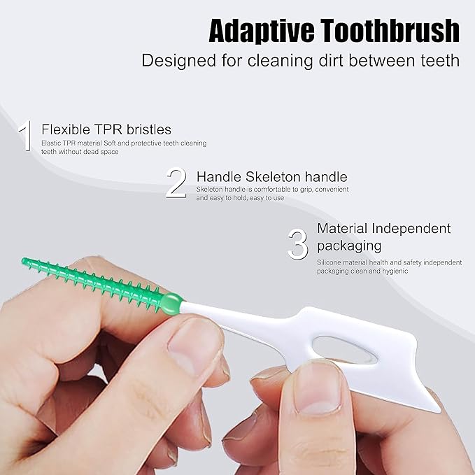 Ndzefan160PCS Portable Soft Silica Gel Toothpick Dental Floss Picks Soft Original Suitable for Oral Care of Adults and Childrens,Toothpick Brushes Teeth Cleaning Tool (Green)
