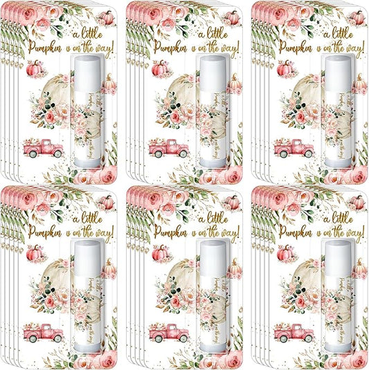30 Pack Fall Little Pumpkin Baby Shower Games Prizes Gifts Bulk Pumpkin Pie Scented Lip Balms Favors for Boys Girls Pink Gender Reveal Decoration Halloween Autumn Thanksgiving Baby Shower Bags Stuffer