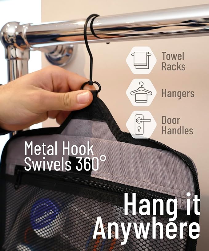 DD D&D Wanderlust D&D Hanging Travel Toiletry Bag for Men and Women – Cosmetics, Makeup and Toiletries Organizer Kit with 10 Compartments