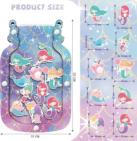 Qunclay Reward Jar for Kids Pot Training Reward Jar Classroom Incentive Good Behavior Responsibility Chart for Christmas Boys Girls Gift(Mermaid Style)