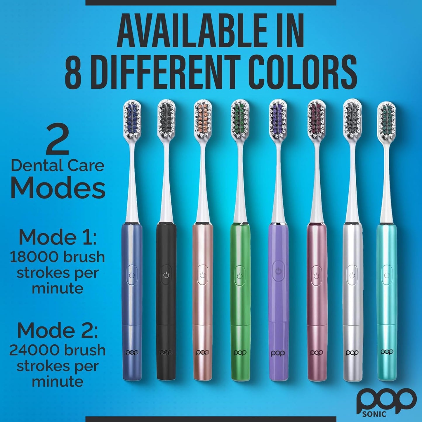 Pop Sonic Go Plus Travel Electric Toothbrush (Rose Gold) | 2 Speeds w/ 18000-24000 Vibrations Per Minute - The Ultimate Set | 8+ Colors to Choose from