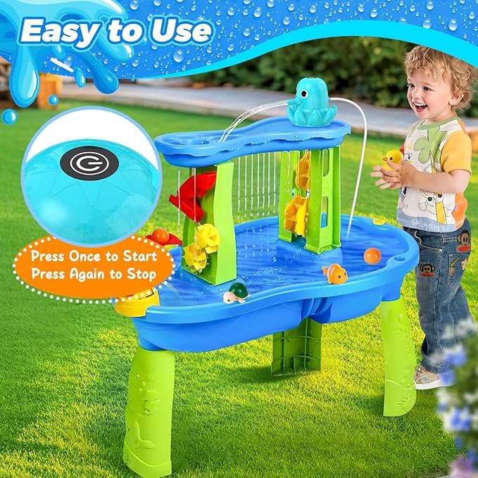 Water Table Pump - Cordless & Rechargeable Water Pump for Water Table with Magnetic Octopus Design, Quick-Install Outdoor Sand/Water Play Toys & Durable Accessories for Toddlers Kids (Green)
