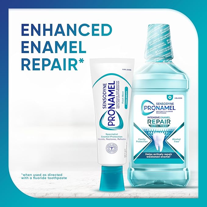Sensodyne Pronamel Fresh Breath Enamel Toothpaste for Sensitive Teeth and Cavity Protection, Fresh Wave - 4 oz (4 Pack)