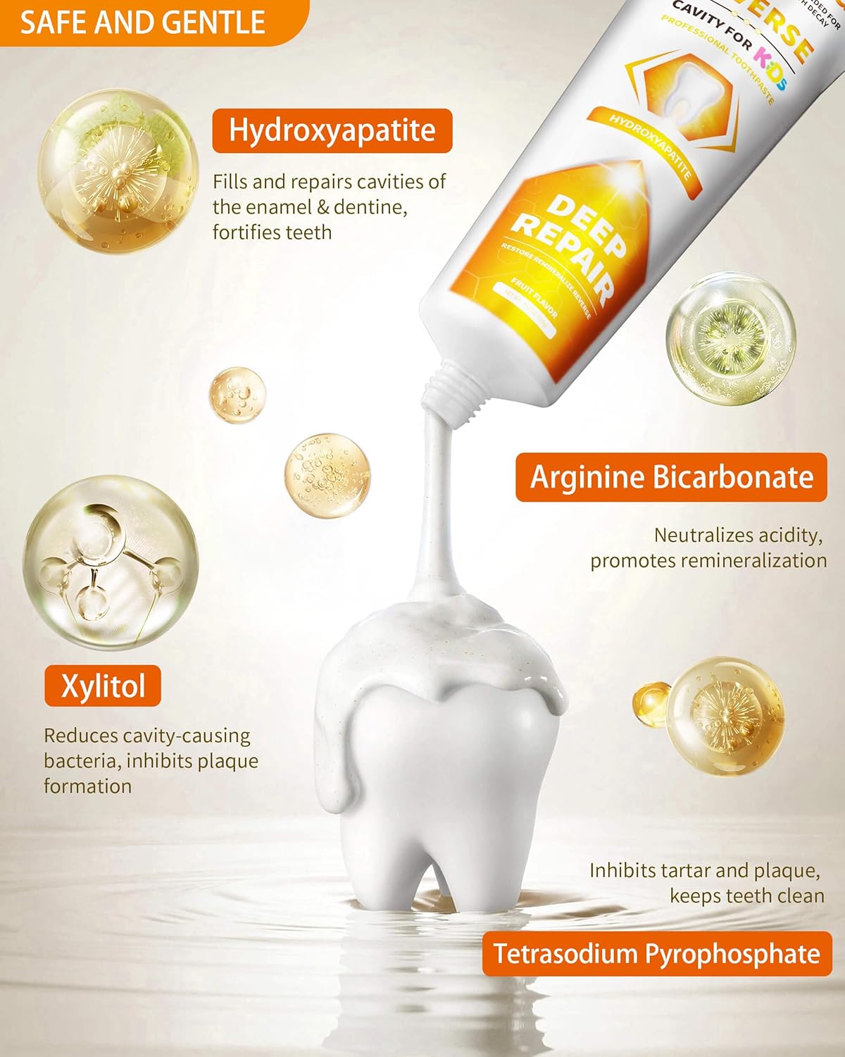 Cavity Reversing Kids Toothpaste - Hydroxyapatite Toddler Cavity Filler, Fluoride Free