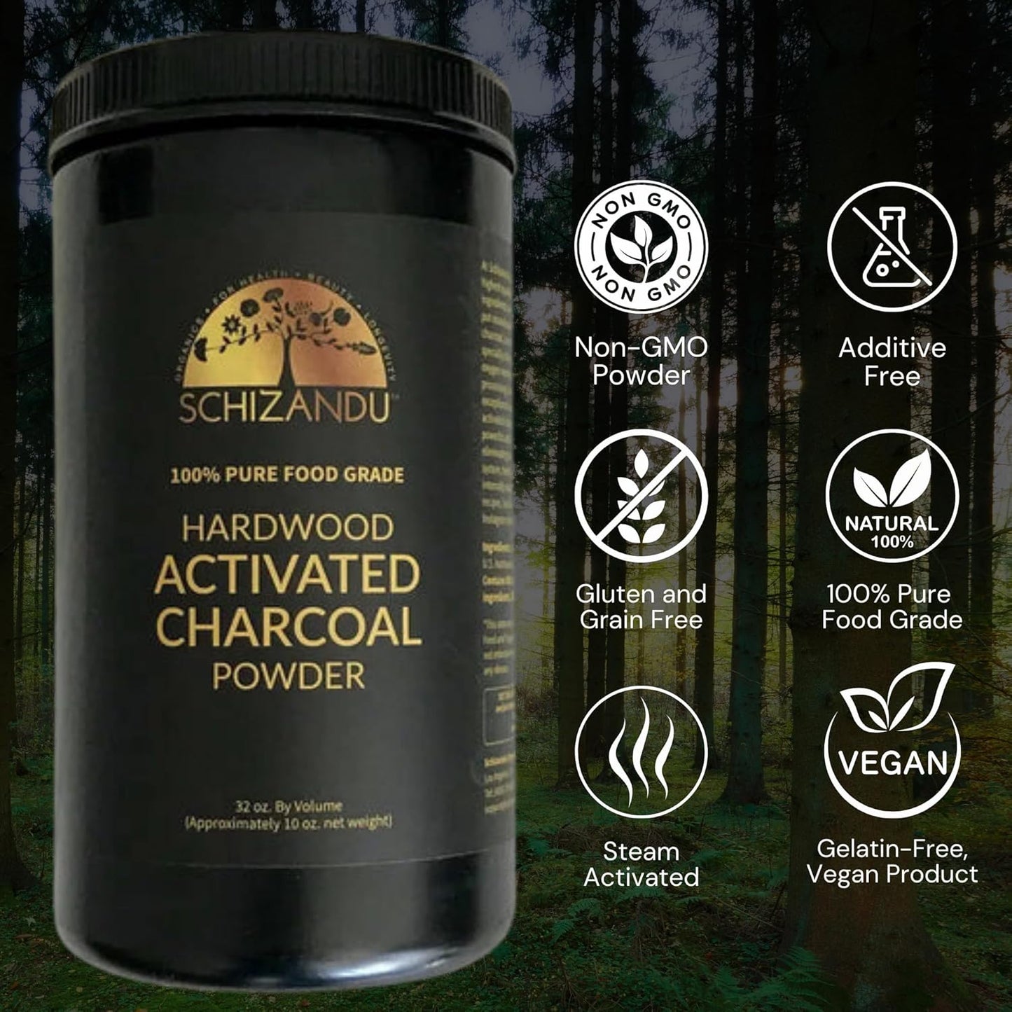 Activated Hardwood Charcoal Powder | Supports Skin, Body, Oral Health, Teeth Whitening | Dietary Supplement