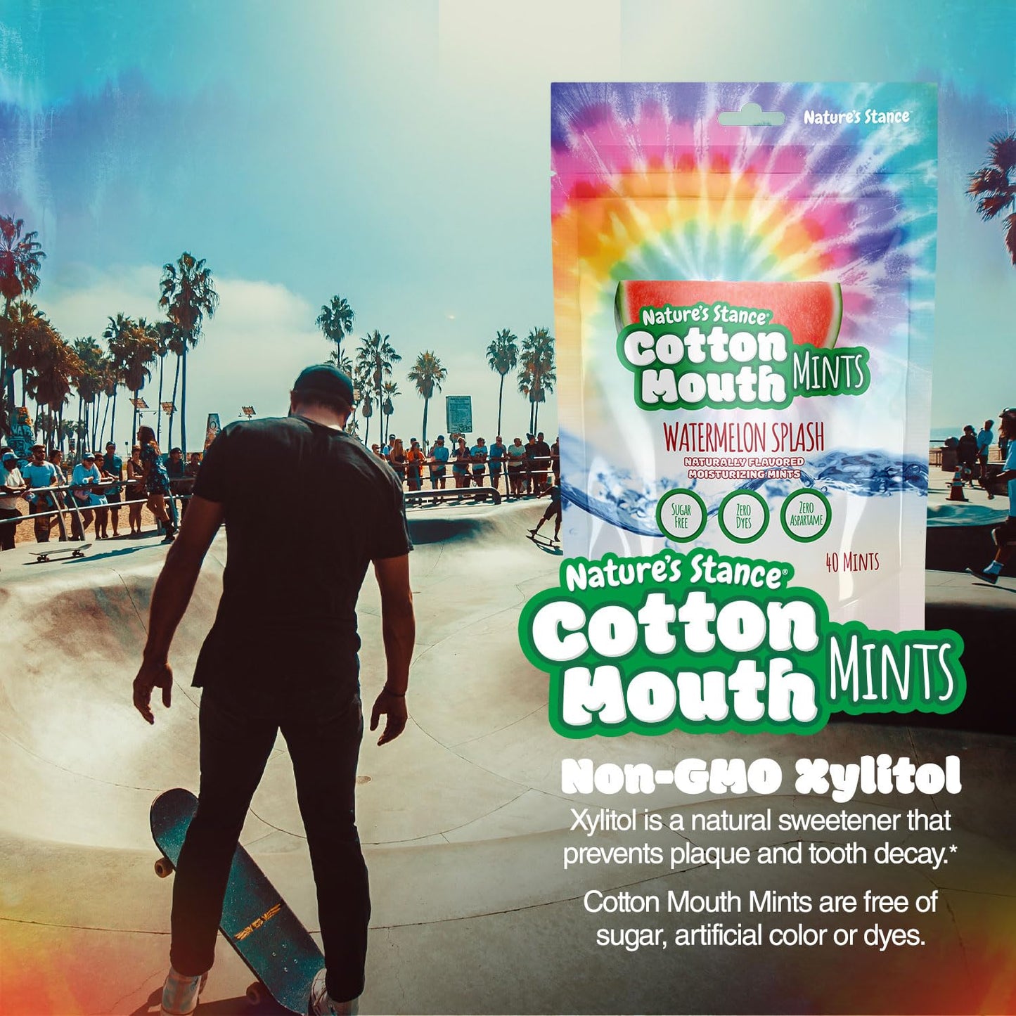 Nature's Stance Cotton Mouth Xylitol Mints, Dry Mouth Lozenges Sugar Free, Mouth Watering Mints - Stimulates Saliva & Freshens Breath, 40 Count (Watermelon Splash)