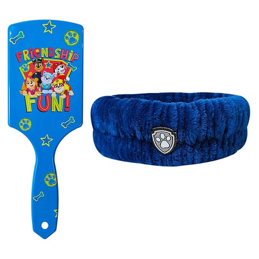 LUV HER Kids Hair Brush & Spa Headband Set for Girls - Features Paw Patrol - Fun Grooming Kit for Detangling, Styling & Skincare - Soft & Stretchy One Size, Ages 3+