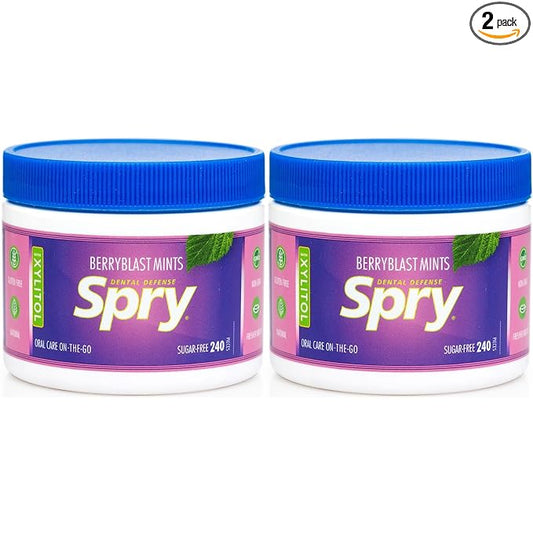 Spry Xylitol Berry Blast Mints Sugar Free Candy - Promote Oral Health, Increase Saliva Production, Stop Bad Breath, Non-GMO, Gluten-Free, 240 Count (Pack of 2)