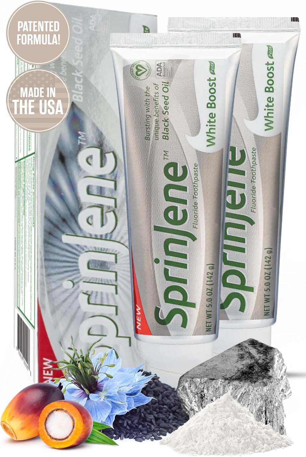 SprinJene Original White Boost | Whitening Toothpaste with Fluoride for Cavity Protection | 2 Pack