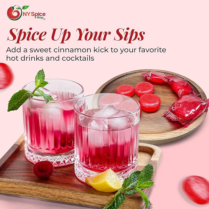NY Spice Shop Cinnamon Discs Candy - 1 Pound Red Cinnamon Individually Wrapped & Sealed Hard Candy - Classic Spicy Sweets Old Fashioned Red Candies for Party Decorations