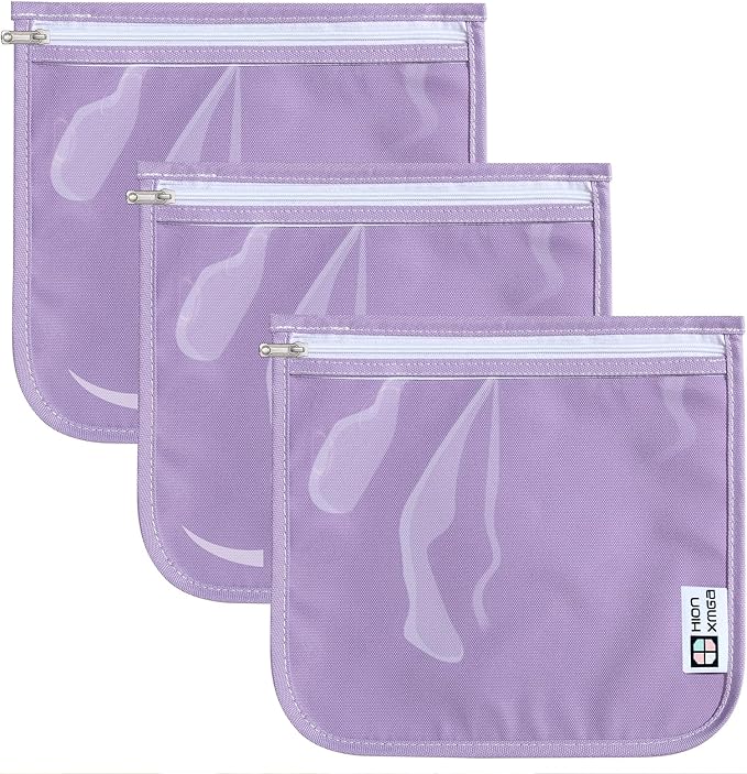 TSA Approved Toiletry Bag, Set of 3 Clear Travel Toiletry Bag Quart Size Zipper Travel Pouch, Waterproof Makeup Cosmetic Bag for Women Men Kids Toiletries Carry on, Purple Large