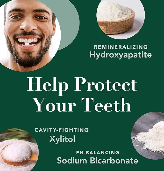 Terra & Co. Gentle Green Mouthwash Tablets – 10 Travel Sachets with 6 Fluoride-Free Tabs Each – Nano-Hydroxyapatite for Oral Health – TSA-Compliant, Plastic-Free, Mint Flavor, Eco-Friendly