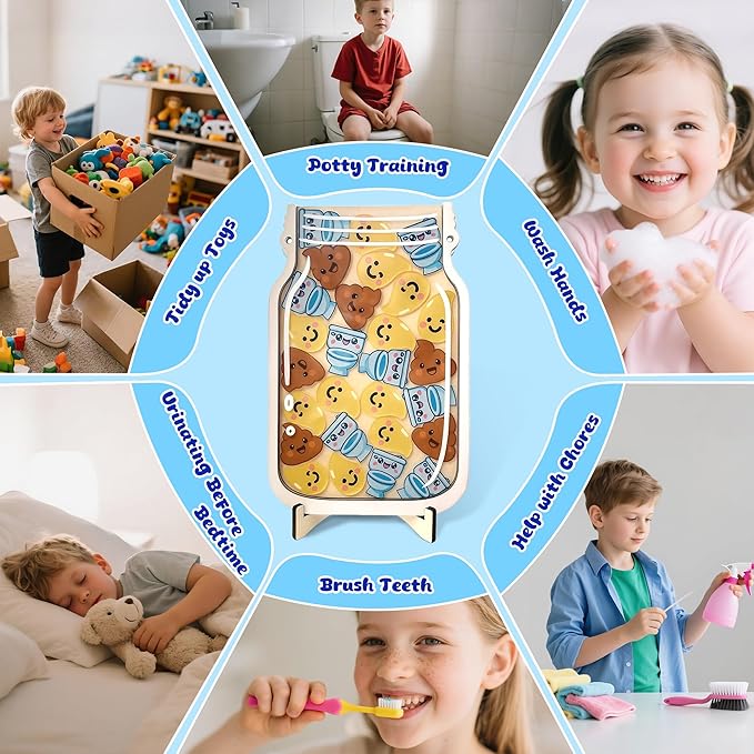 Yoink Reward Jar for Kids, Potty Training Reward Jar with 27 Fun Tokens, Potty Rewards for Toddlers Boys and Girls, Home and Classroom Good Behavior Management Tool