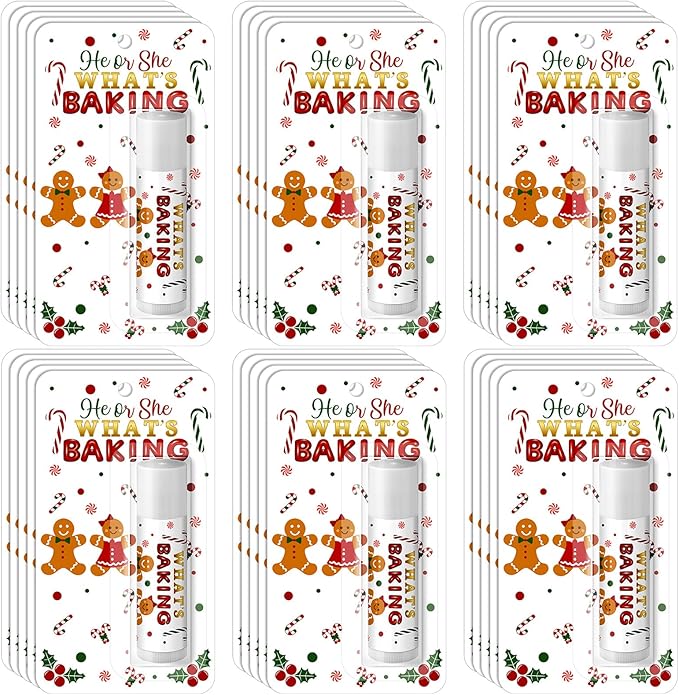 30 Pack Christmas Gingerbread Baking Baby Shower Games Prizes Gifts Bulk Lip Balms Favors for Winners Adults Guests Gender Reveal Favors Decorations Baby Shower Souvenirs Gift Bags Stuffers