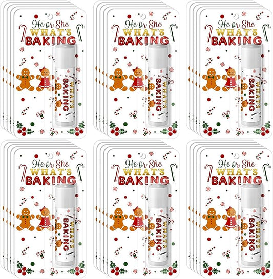 30 Pack Christmas Gingerbread Baking Baby Shower Games Prizes Gifts Bulk Lip Balms Favors for Winners Adults Guests Gender Reveal Favors Decorations Baby Shower Souvenirs Gift Bags Stuffers
