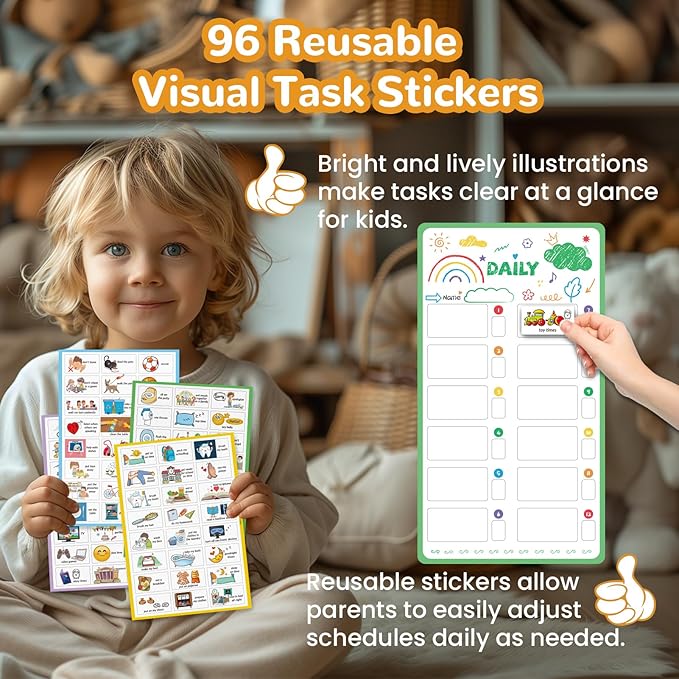 JJPRO Magnetic Bedtime/Morning/Daily Routine Chart for Kids with Reward Jar-Morning Routine Chart,Daily Checklist Reward Chart for Toddlers,Reward Jar for Kids,Cute Visual Schedule Board for Home