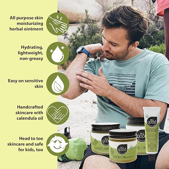All Good Goop Organic Skin Care Recovery Balm - All Purpose Ointment w/Calendula, Lavender, Beeswax - Chafing Cream, Dry Skin Salve, Cracking Lip Moisturizer - Soothes, Hydrates & Calms - 1oz