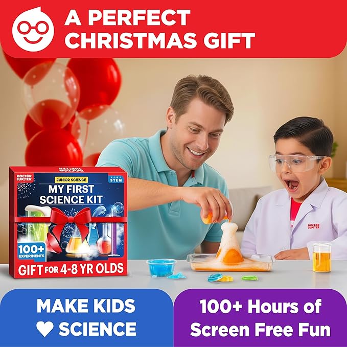 Doctor Jupiter My First Science Kit for Kids Ages 4-5-6-7-8 | Christmas, Birthday Gift Ideas for 4+ Year Old Boys & Girls | Toy Stem Kit with 100+ Experiments | Learning & Educational Projects