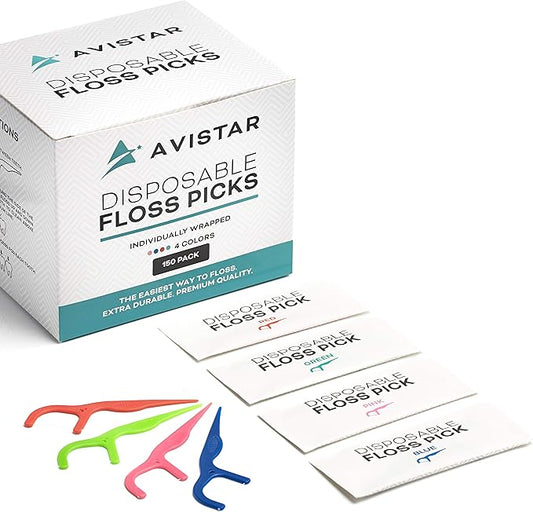 450 Individually Wrapped Floss Picks - Multi-Color Travel Floss Picks - Easy Grip Disposable Floss Picks - Dental Flossers for Teeth - Gently Removes Plaque & Food Particles Between Teeth