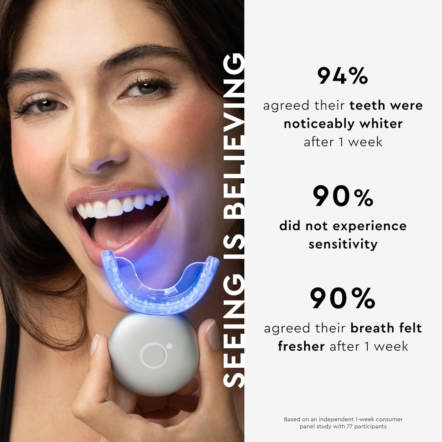 MOON LED Teeth Whitening Kit - Platinum Teeth Whitener Device + 28 Dissolving White Strips - Yellow, Blue, + Red Light Therapy Whitening Tray for Gum Health and Fresh Breath (4 Piece Kit)