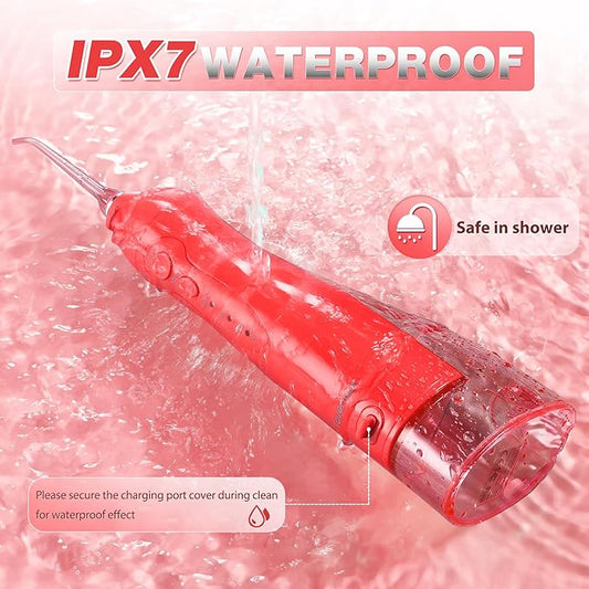 TOVENDOR Electric Water Flosser, Cordless Rechargeable Dental Oral Irrigator IPX7 Waterproof 300ML Travel Water Teeth Cleaner with 5 Tips for Braces Care Teeth Gums Cleaning, Home Office Daily Use