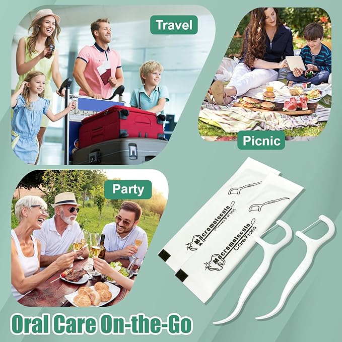 500 pcs Dental Flossers Each Individually Wrapped, Floss Singles Bag, Travel Hotel Restaurant Office Car Dental Floss Picks Oral Care Teeth Clean Flat Wire