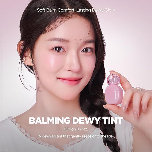 lilybyred Balming Dewy Tint | Korean Semi-Glow Lip Stain, Velvet to Soft Glow Texture, Sheer Buildable Color, Moisturizing & Lightweight, Natural Flush Look, Non-Sticky, 0.21 oz. (01 Lowkey Peach)