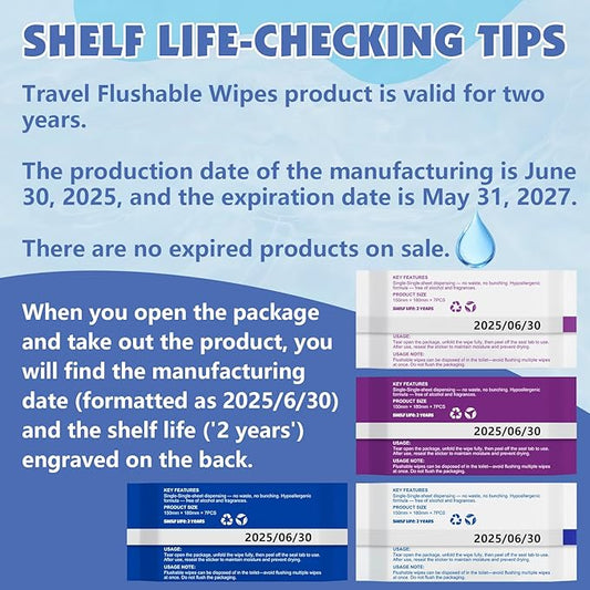12 PackTravel Flushable Wipes with Aloe & Vitamin E,Impossibly Compact 7 Wipe Per Pack Mini Travel Adult Wet Wipe,Hypoallergenic & Fragrance-Free Skin-Friendly Flushable Wet Wipe(84 Total Wipes)