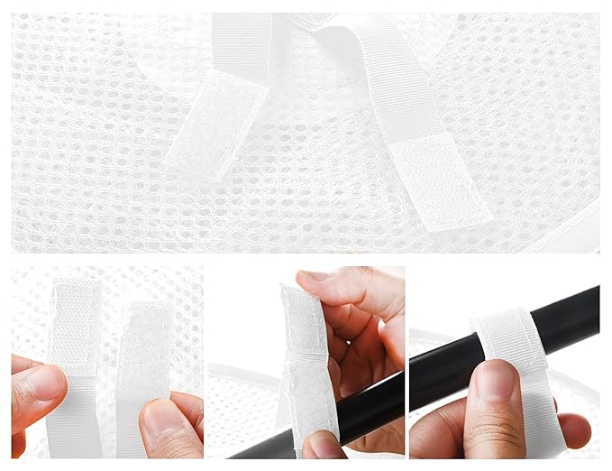 Libeder Mesh Hanging Storage Space Saver Bags Organizer,Foldable Storage Organizer 4 Compartments Toy Storage Basket for Kids Room Bathroom 2 Sets, White