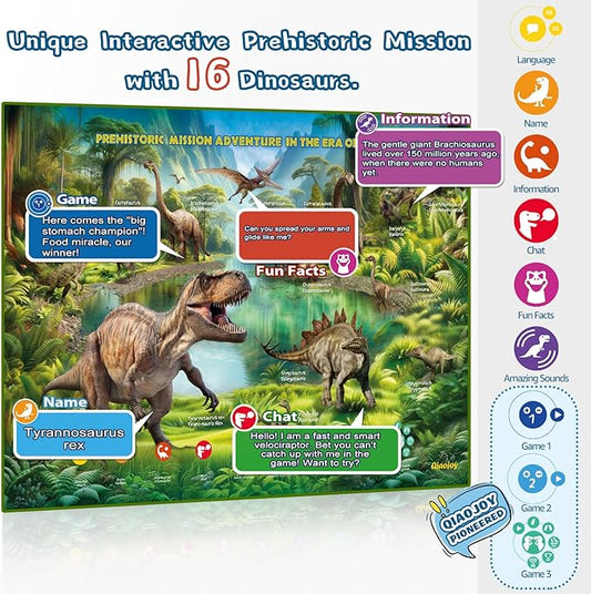 Bilingual Interactive for Kids Talking Dinosaur & Space Poster for Kids Learning and Educational Toys,Talking Educational Dinosaur Toy for Ages 3 to 12 Years Old,Space Theme Wall Decor for Preschool