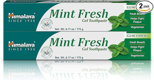 Himalaya Mint Fresh Gel Toothpaste, Fluoride Free to Reduce Plaque & Brighten Teeth, 6.17 oz, 2 Pack