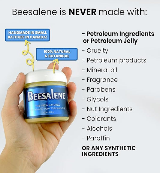 Beesalene Original Unpetroleum - 100% Natural & Hypoallergenic Alternative to Petroleum Jelly - Lips, Hands, Baby, Makeup Remover and More (4 Ounce)