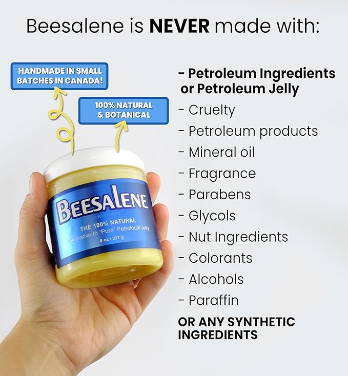 Beesalene Original Unpetroleum - 100% Natural & Hypoallergenic Alternative to Petroleum Jelly - Lips, Hands, Baby, Makeup Remover and More (8 Ounce)