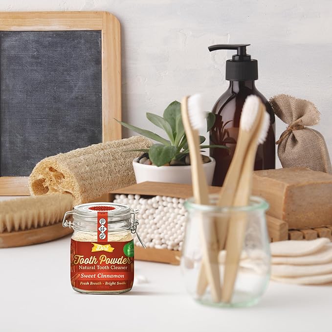 The Dirt - Remineralizing Tooth Powder, Natural Fluoride-Free Teeth Whitening Powder with Hydroxyapatite, Flouride & Gluten Free, Organic Vegan (Sweet Cinnamon, 51g: 6 Month Supply)