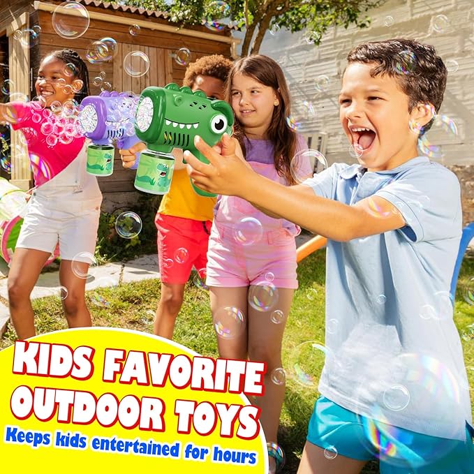 Toys for Ages 3-8 Boys Girls: Yunaking 2 Pack Bubble Machine Gun for Kids Rechargeable with Bubble Solutions, Kids Toys Gifts for 3 4 5 6 7 8 Years Old Boy Girl Birthday Toy for Kid Toddlers Ages 4-6