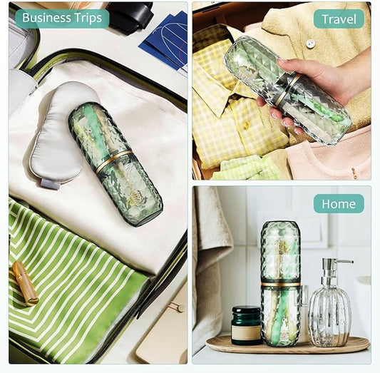 BESPORTBLE Travel Toothbrush Cup with Lid - Lightweight Toothbrush Holder and Mouthwash Cup for Travel Accessories Camping Business Trips Compact Storage Case