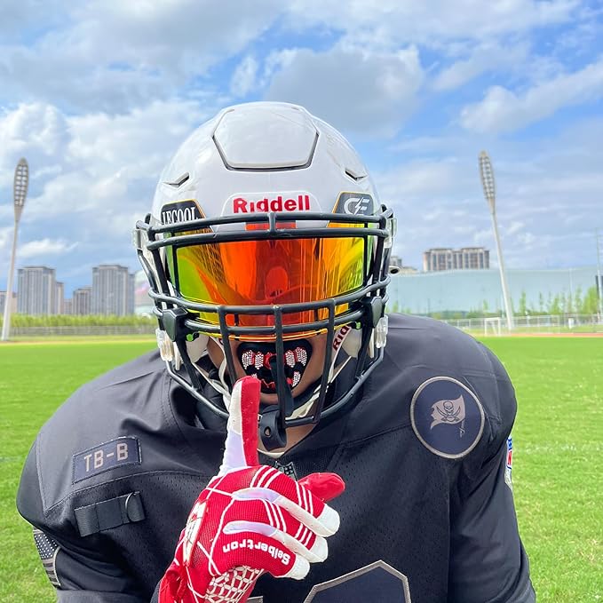 LeCool Football Mouth Guard with Connected Strap- 3D Beast Chrome Adult and Youth Mouth Guard-Mouth Piece for Sports for Maximum Air Flow and Teeth Protection