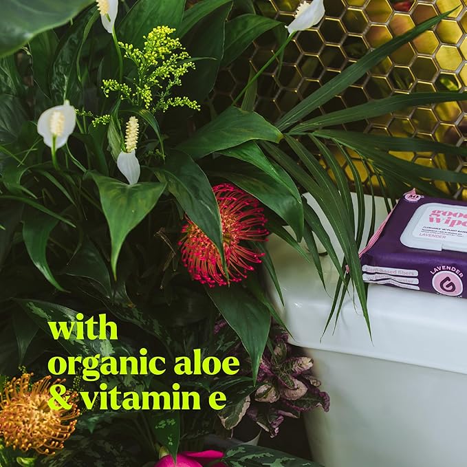 goodwipes Flushable Wipes - Individually Wrapped Butt Wipe for On-the-Go Adults - Portable Mini Wipes - Travel Essentials - Sewer & Septic Safe - Lavender, 32 Count (1 Pack)