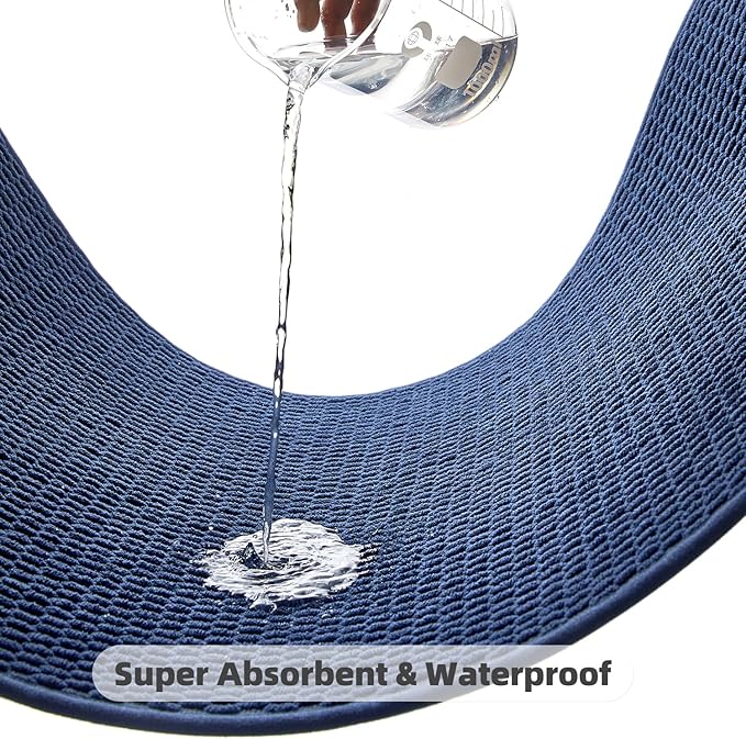 Large Bathroom Rugs Non Slip Washable Bath Rugs Super Absorbent Bathroom Rug Thin Quick Dry Low Pile Bath Mats, Navy Blue 36"x60"
