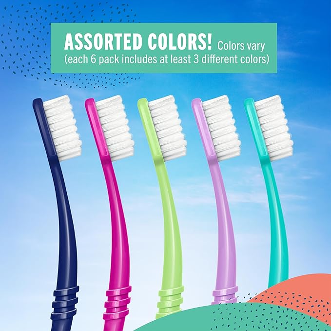 Preserve Eco Friendly Adult Toothbrushes, BPA Free, Made in The USA from Recycled Plastic, Lightweight Toothbrush in Travel Pouch, Medium Bristles Tooth Brush, Colors Vary, 6 Pack