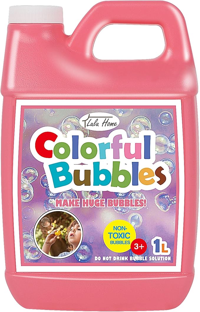 Lulu Home Concentrated Bubble Solution, 1 L/ 33.8 OZ Refill for Bubble Machines, Giant Wands, and Blowers - Up to 2.5 Gallons for Kids' Birthday Parties