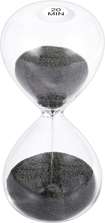 SuLiao Hourglass 20 Minute Sand Timer: 5.1 Inch Black Sand Clock, Large Sand Watch 20 Min for Kids, Games, Classroom, Home, Desk, Office Decorative