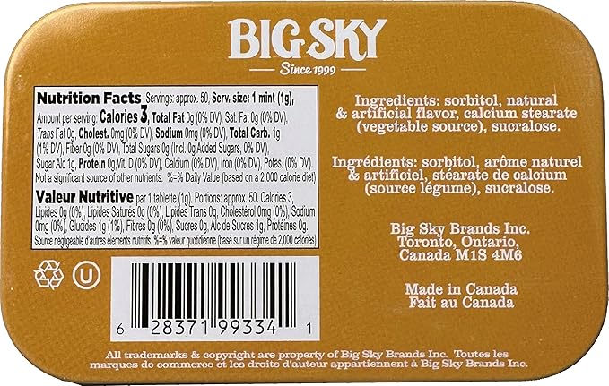 Big Sky Sugar Free Mints Kettlecorn| Sugarfree, No Artificial Colors or Flavors | Kosher Certified, Vegan, Gluten Free | Aspartame & Xylitol Free | 50 Count Tin (Pack of 6)