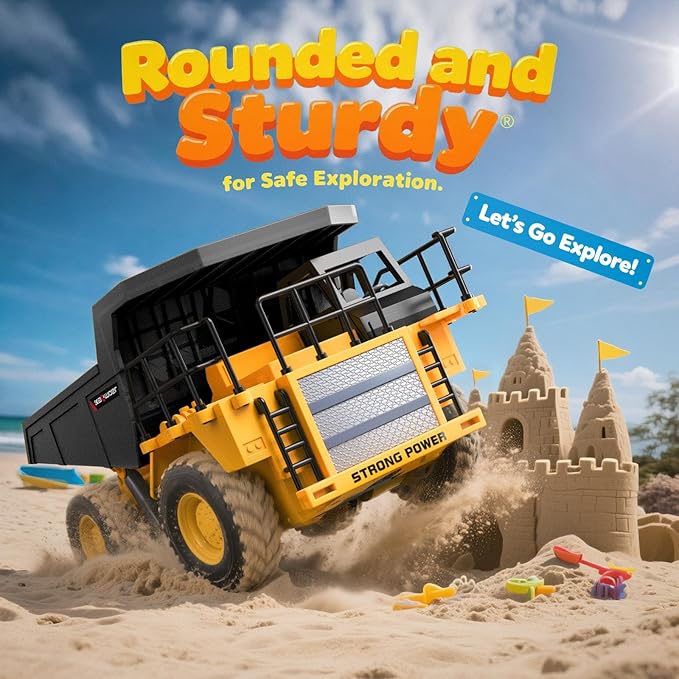 Ruko 1562 RC Excavator and Dump Truck Toy Set, 2.4GHz 9CH Remote Control Construction Vehicles with Lights & Sounds, Metal Bucket, 680° Rotation, Realistic 1:24 Scale Trucks for Kids