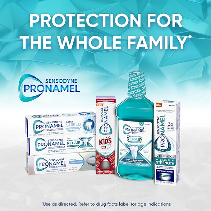 Sensodyne Pronamel Gentle Teeth Whitening Enamel Toothpaste for Sensitive Teeth, to Reharden and Strengthen Enamel, Amazon Exclusive, Fresh Mint - 4 Ounces (Pack of 4)
