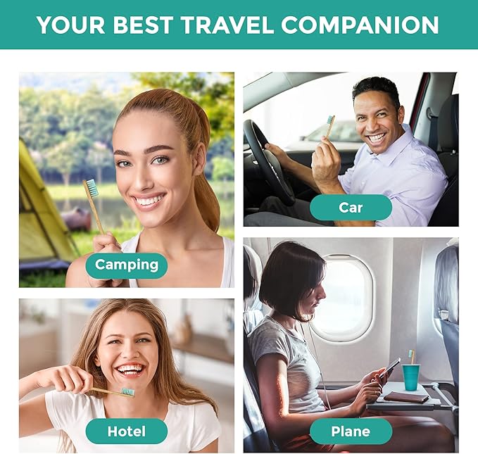 12 Pack Disposable Bamboo Toothbrushes with Toothpaste Built in - Prepasted Toothbrushes Individually Wrapped - Single Use Waterless Tooth Brush with Soft Bristles for Hotel, Camping, Travel