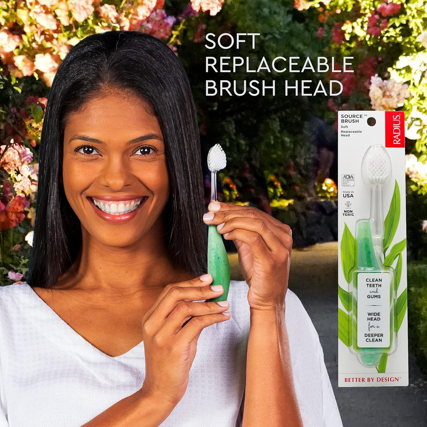 RADIUS Toothbrush Source Floss BPA Free & ADA Accepted Improve Gum Health & Reduce Issues, Soft, Soda Pop Eco-Grind